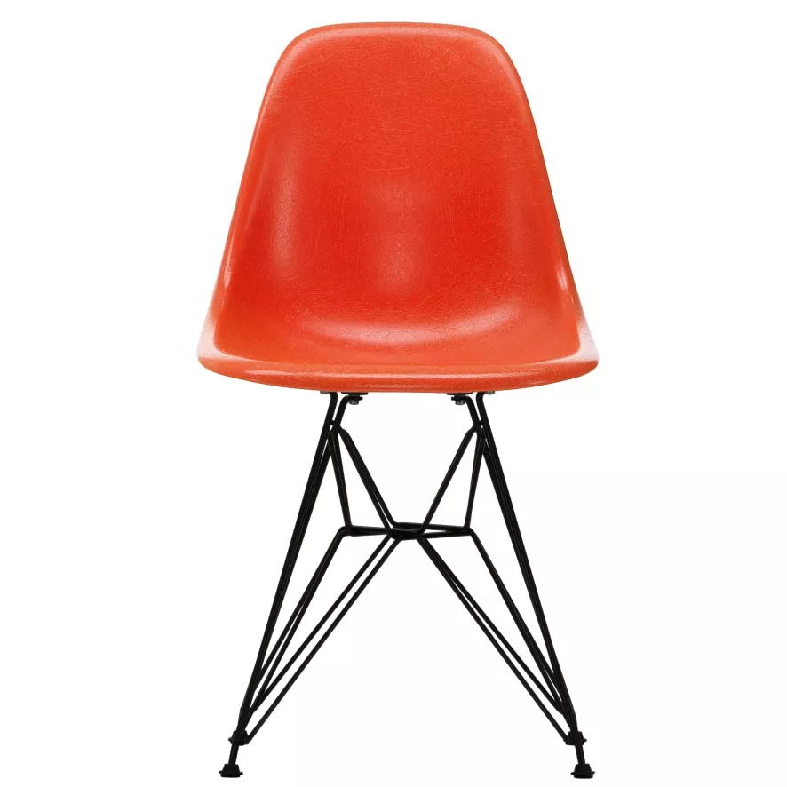 Vitra Eames DSR Fiberglass Stoel Zwart Onderstel, Parchment 2 Vitra Eames DSR Fiberglass Stoel Zwart Onderstel, Parchment - Afbeelding 2