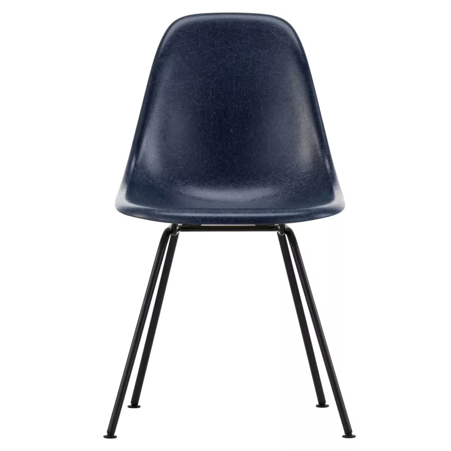 Vitra Eames DSX Fiberglass Stoel Zwart Onderstel, Navy Blue 1 Vitra Eames DSX Fiberglass Stoel Zwart Onderstel, Navy Blue
