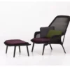 Vitra Slow Chair Met Ottoman Loungestoel Bruin / Poedercoating Aubergine