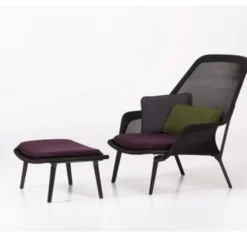 Vitra Slow Chair Met Ottoman Loungestoel Bruin / Poedercoating Aubergine