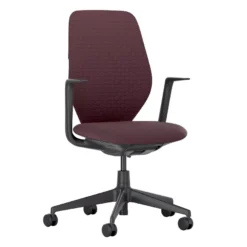 Vitra ACX Soft Fixed Bureaustoel Zwart Onderstel Dark Red