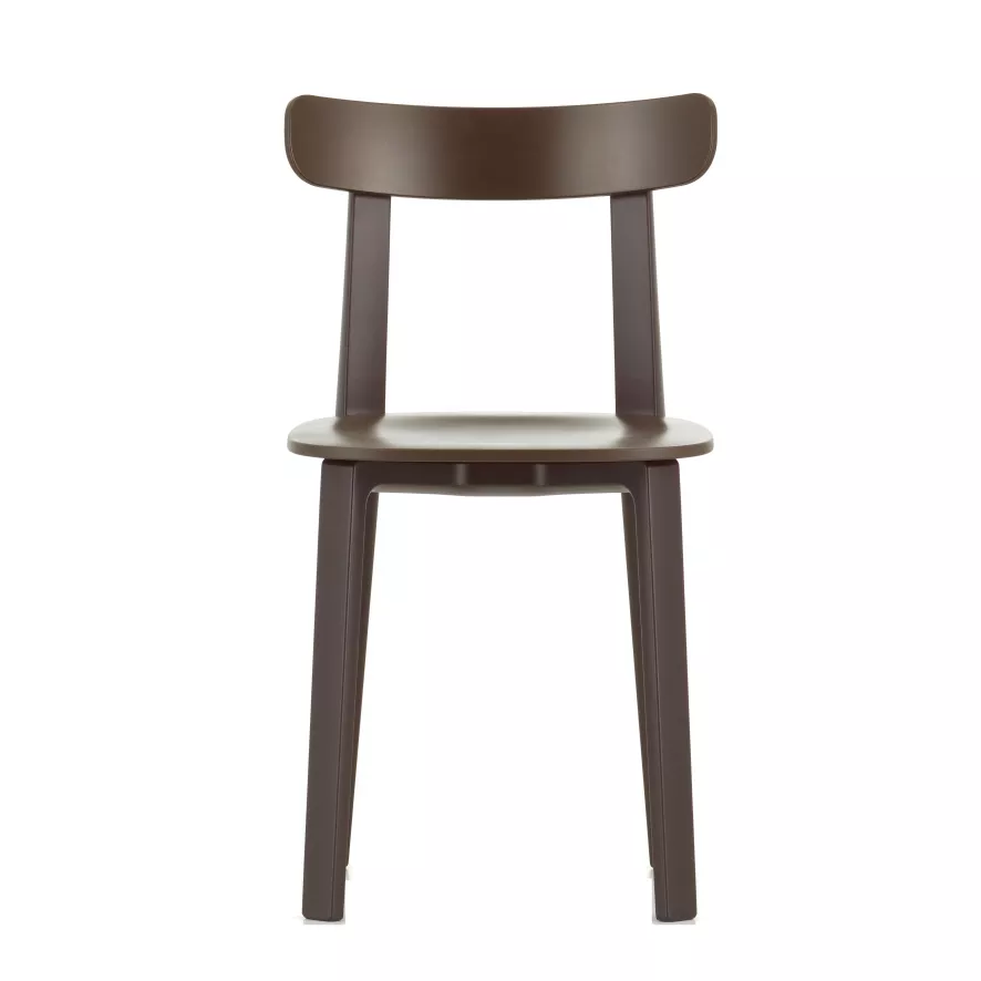 Vitra All Plastic Stoel Met Viltglijders Chocolate 1 Vitra All Plastic Stoel Met Viltglijders Chocolate