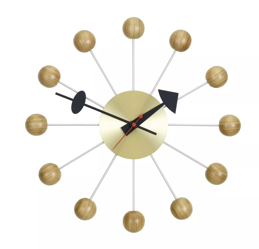 Vitra Ball Clock Klok Ø33 Cherry Wood 1 Vitra Ball Clock Klok Ø33 Cherry Wood