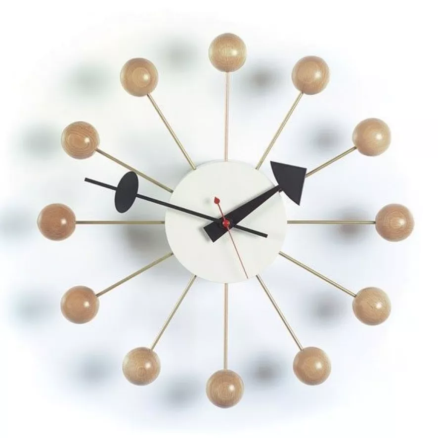Vitra Ball Clock Klok Ø33 Naturel 1 Vitra Ball Clock Klok Ø33 Naturel