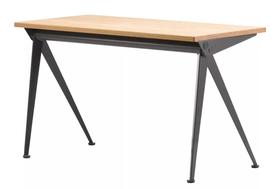 Vitra Compas Direction Bureau 125x60 Natural Oak Tabletop, Prouvé Bleu Marcoule Base 2 Vitra Compas Direction Bureau 125x60 Natural Oak Tabletop, Prouvé Bleu Marcoule Base - Afbeelding 2