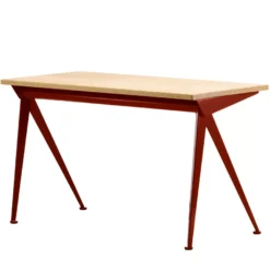 Vitra Compas Direction Bureau 125x60 Geolied Eiken, Rood Onderstel