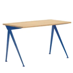 Vitra Compas Direction Bureau 125x60 Natural Oak Tabletop, Prouvé Bleu Marcoule Base