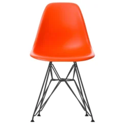 Vitra Eames DSR Stoel Zwart Gepoedercoat Onderstel, Poppy Red