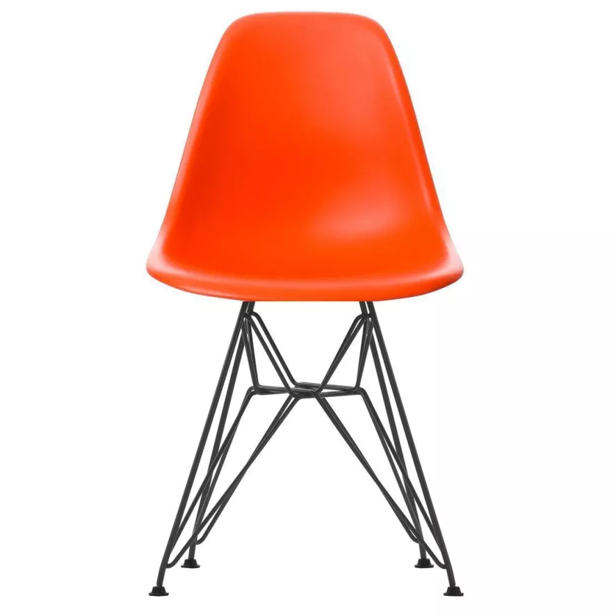 Vitra Eames DSR Stoel Zwart Gepoedercoat Onderstel, Poppy Red 1 Vitra Eames DSR Stoel Zwart Gepoedercoat Onderstel, Poppy Red