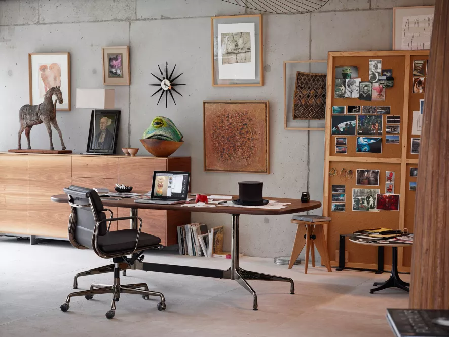 Vitra EA 117 Bureaustoel Hopsak Zwart, Verchroomd, Harde Wielen 4 Vitra EA 117 Bureaustoel Hopsak Zwart, Verchroomd, Harde Wielen - Afbeelding 4