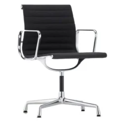 Vitra EA 107 Stoel Hopsak Nero, Onderstel Verchroomd