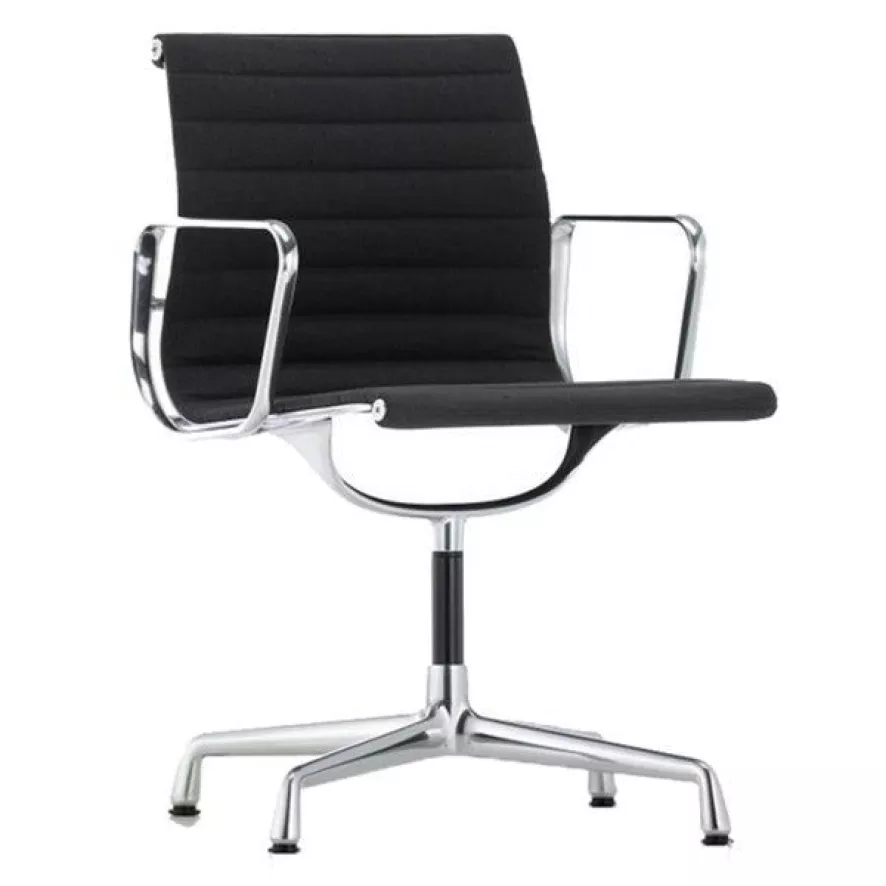 Vitra EA 107 Stoel Hopsak Nero, Onderstel Verchroomd 1 Vitra EA 107 Stoel Hopsak Nero, Onderstel Verchroomd