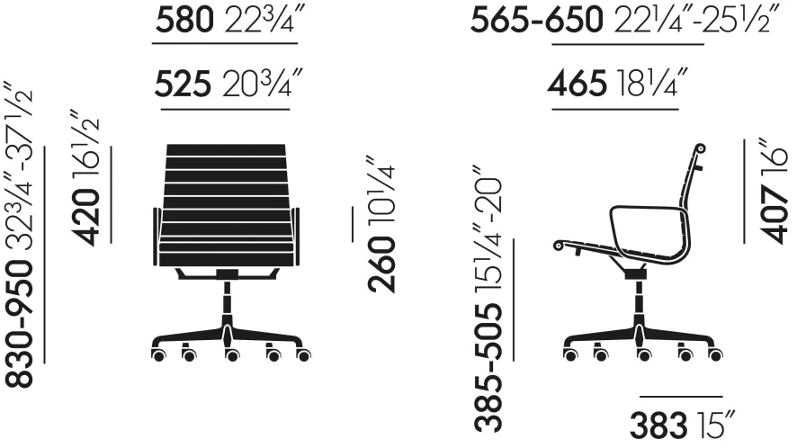 Vitra EA 117 Bureaustoel Hopsak Zwart, Verchroomd, Harde Wielen 6 Vitra EA 117 Bureaustoel Hopsak Zwart, Verchroomd, Harde Wielen - Afbeelding 6