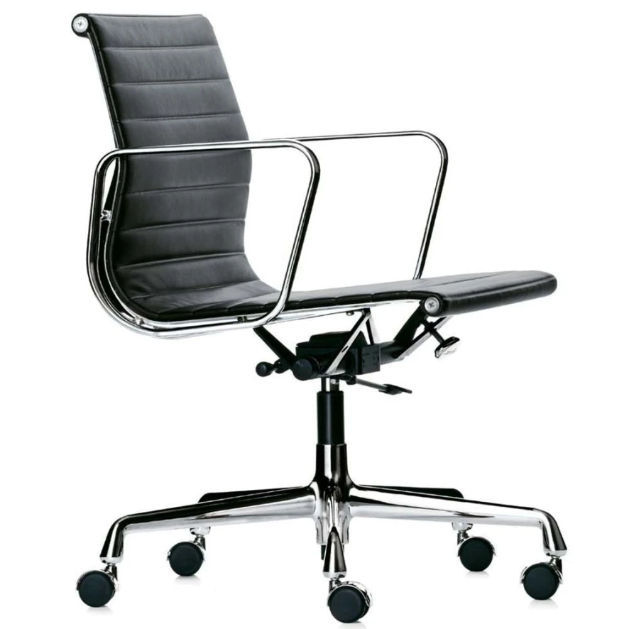 Vitra EA 117 Bureaustoel Hopsak Zwart, Verchroomd, Harde Wielen 2 Vitra EA 117 Bureaustoel Hopsak Zwart, Verchroomd, Harde Wielen - Afbeelding 2