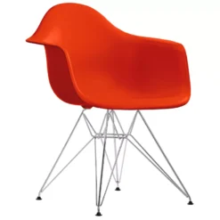 Vitra Eames DAR Stoel Verchroomd Onderstel, Poppy Red