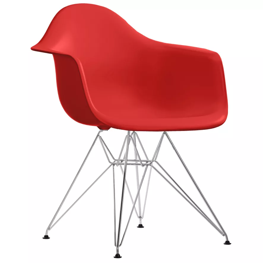 Vitra Eames DAR Stoel Verchroomd Onderstel, Poppy Red 11 Vitra Eames DAR Stoel Verchroomd Onderstel, Poppy Red - Afbeelding 11