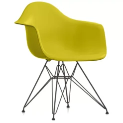 Vitra Eames DAR Stoel Zwart Gepoedercoat Onderstel, Mosterdgeel