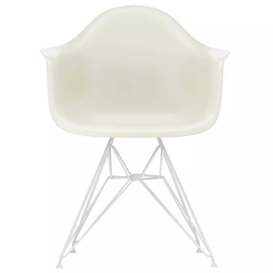 Vitra DAR Stoel, Kuip Pebble, Onderstel Wit Gepoedercoat 1 Vitra DAR Stoel, Kuip Pebble, Onderstel Wit Gepoedercoat