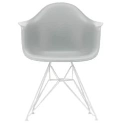 Vitra DAR Stoel, Kuip Helder Grijs, Onderstel Wit Gepoedercoat