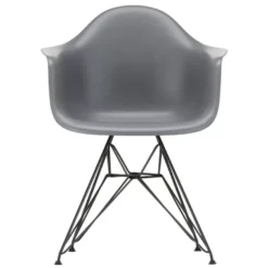 Vitra Eames DAR Stoel Zwart Gepoedercoat Onderstel, Graniet Grijs