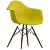 Vitra Eames DAW Stoel Donker Esdoorn Onderstel, Mosterdgeel