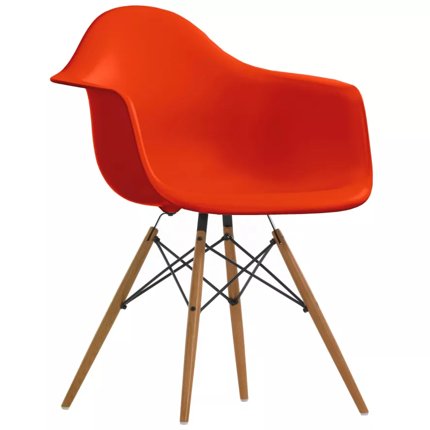 Vitra Eames DAW Stoel Essen Onderstel, Poppy Red 1 Vitra Eames DAW Stoel Essen Onderstel, Poppy Red