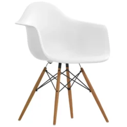 Vitra Eames DAW Stoel Geelachtig Esdoorn Onderstel, Wit
