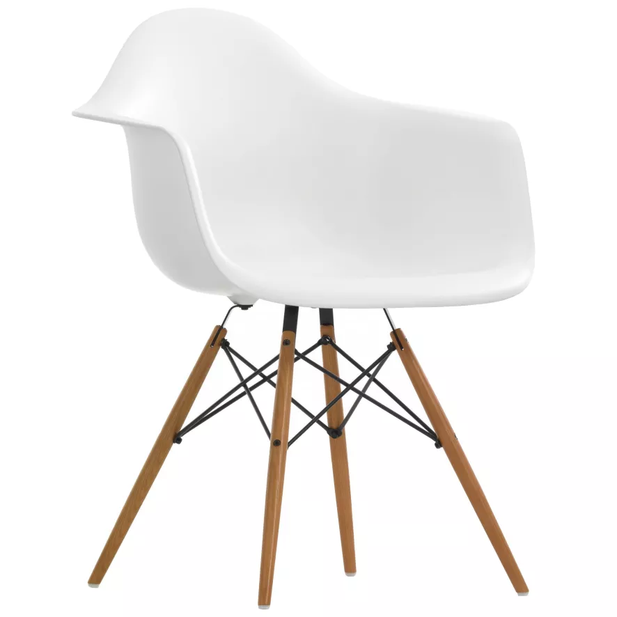 Vitra Eames DAW Stoel Geelachtig Esdoorn Onderstel, Wit 1 Vitra Eames DAW Stoel Geelachtig Esdoorn Onderstel, Wit