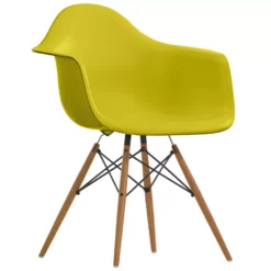 Vitra Eames DAW Stoel Geelachtig Esdoorn Onderstel, Mosterdgeel