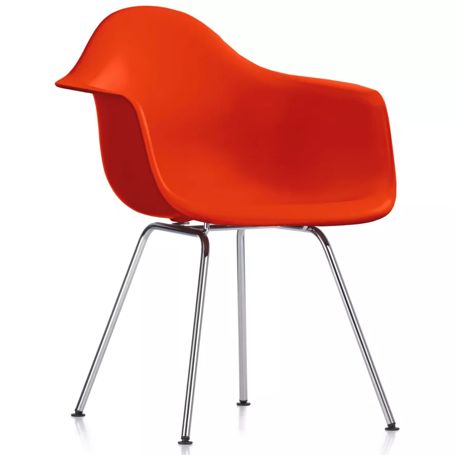 Vitra Eames DAX Stoel Verchroomd Onderstel, Poppy Red 1 Vitra Eames DAX Stoel Verchroomd Onderstel, Poppy Red