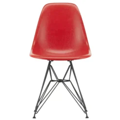 Vitra Eames DSR Fiberglass Stoel Zwart Onderstel, Classic Red
