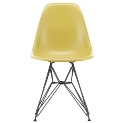 Vitra Eames DSR Fiberglass Stoel Zwart Onderstel, Light Ochre