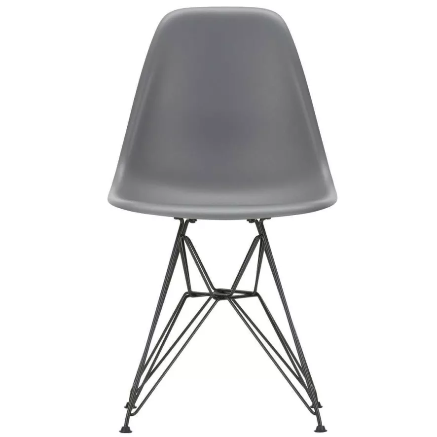Vitra Eames DSR Stoel Zwart Gepoedercoat Onderstel, Graniet Grijs 1 Vitra Eames DSR Stoel Zwart Gepoedercoat Onderstel, Graniet Grijs