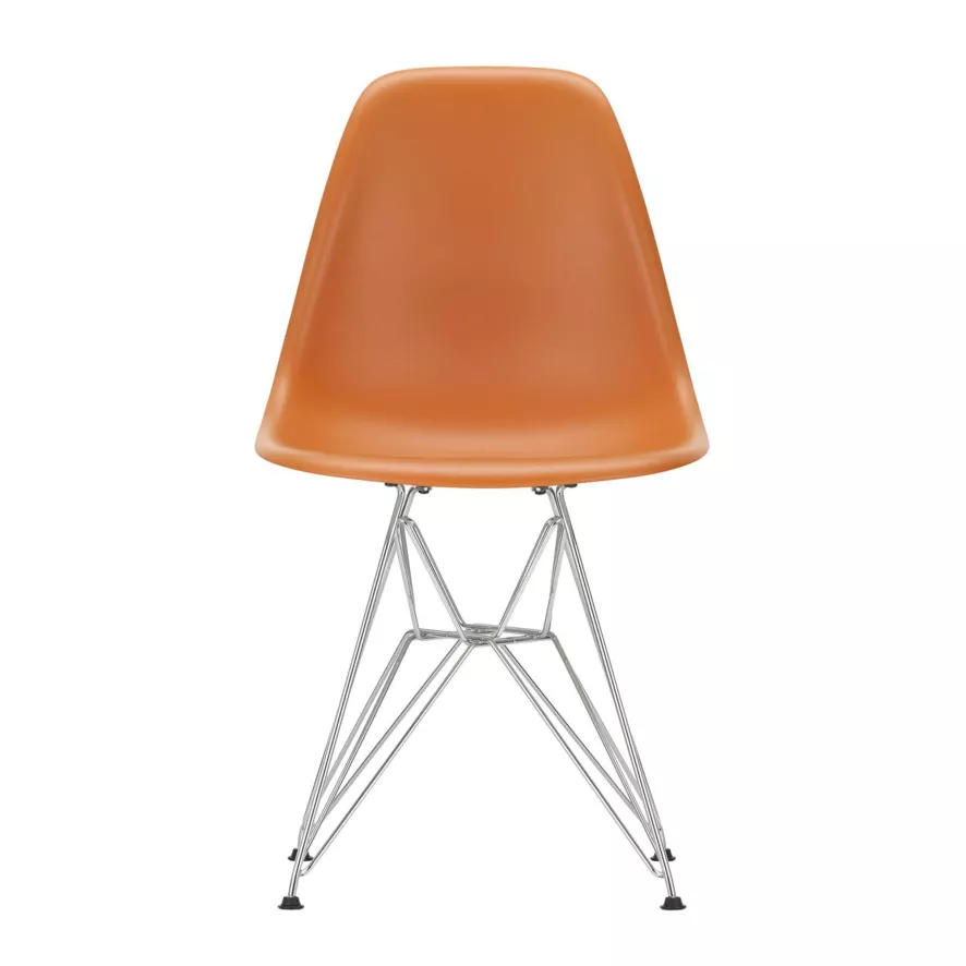 Vitra Eames DSR Stoel Verchroomd Onderstel, Rusty Orange 1 Vitra Eames DSR Stoel Verchroomd Onderstel, Rusty Orange