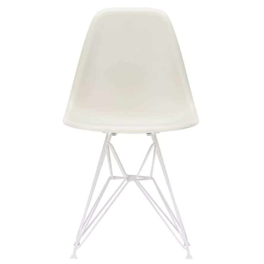 Vitra DSR Stoel, Kuip Pebble, Onderstel Wit Gepoedercoat 1 Vitra DSR Stoel, Kuip Pebble, Onderstel Wit Gepoedercoat