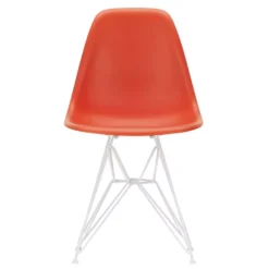 Vitra DSR Stoel, Kuip Poppy Red, Onderstel Wit Gepoedercoat