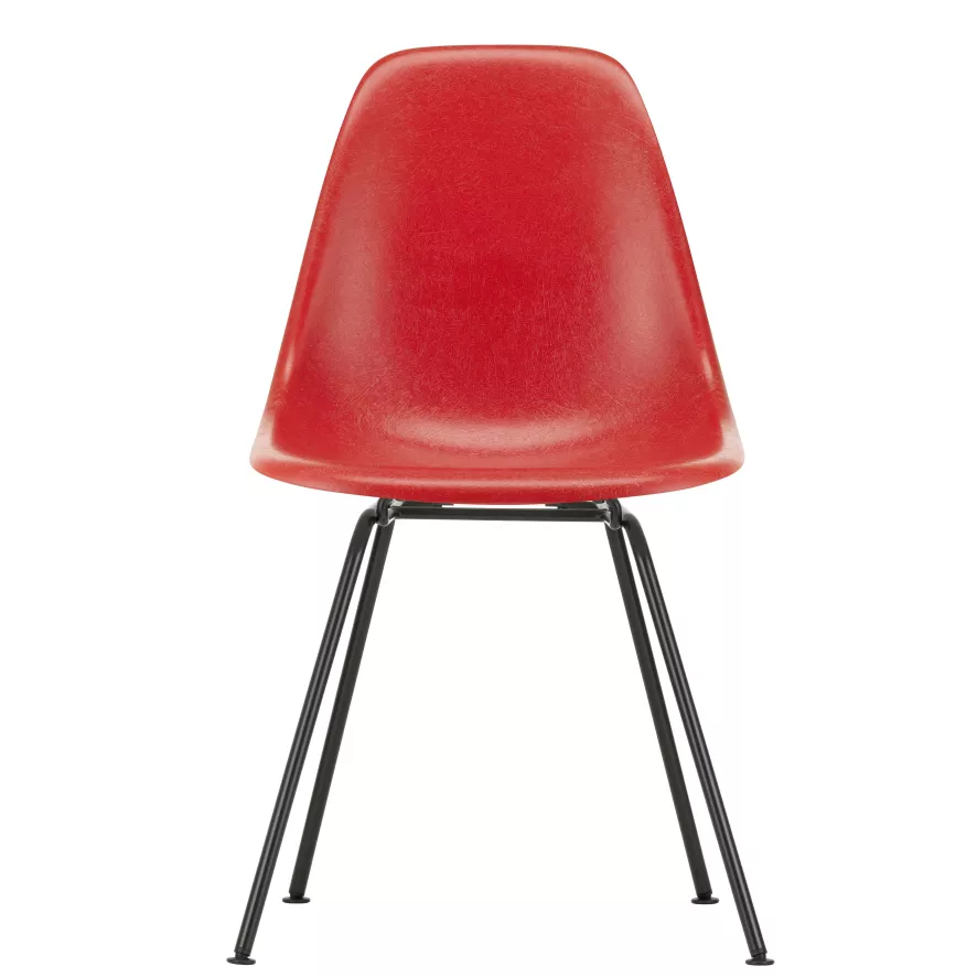 Vitra Eames DSX Fiberglass Stoel Zwart Onderstel, Classic Red 1 Vitra Eames DSX Fiberglass Stoel Zwart Onderstel, Classic Red