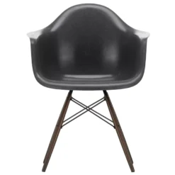 Vitra Eames DAW Fiberglass Stoel Donker Esdoorn, Elephant Hide Grey