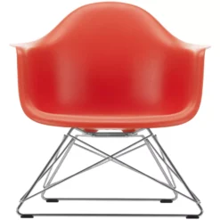 Vitra Eames LAR Loungestoel Verchroomd Onderstel, Poppy Red