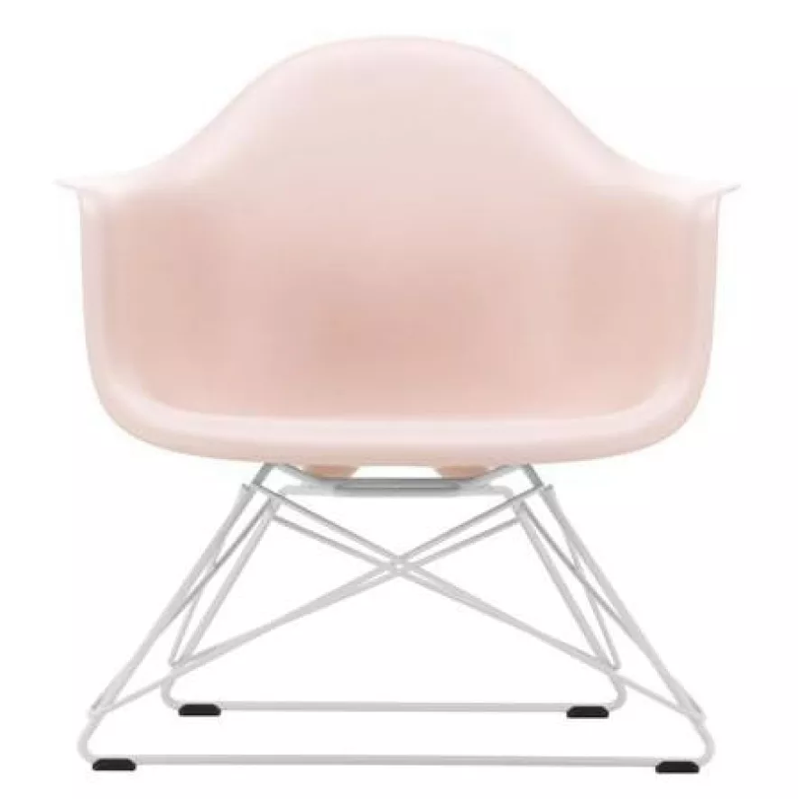 Vitra Eames LAR Loungestoel Wit Onderstel, Zacht Rose 1 Vitra Eames LAR Loungestoel Wit Onderstel, Zacht Rose
