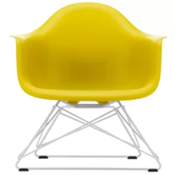 Vitra Eames LAR Loungestoel Wit Onderstel, Mosterdgeel