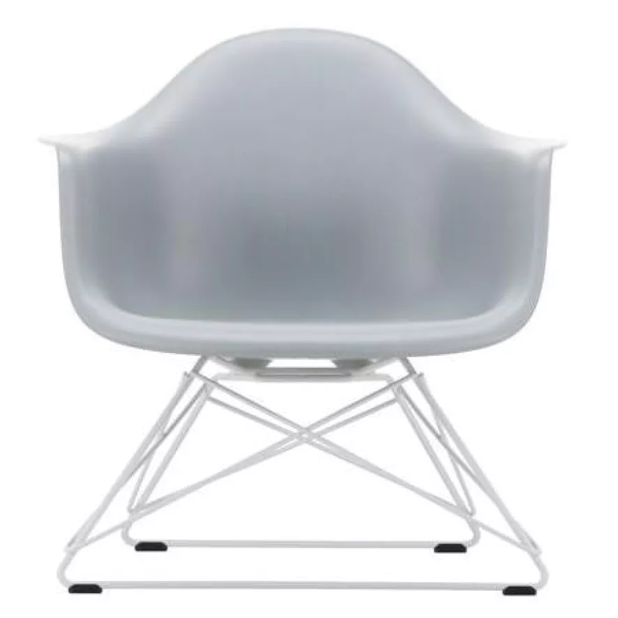 Vitra Eames LAR Loungestoel Wit Onderstel, Helder Grijs 1 Vitra Eames LAR Loungestoel Wit Onderstel, Helder Grijs