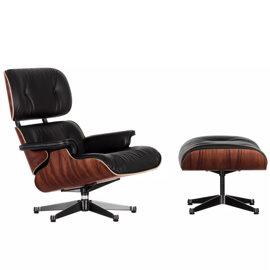 Vitra Eames Lounge Chair Met Ottoman Fauteuil (klassieke Afmetingen) Zwart 2 Vitra Eames Lounge Chair Met Ottoman Fauteuil (klassieke Afmetingen) Zwart - Afbeelding 2