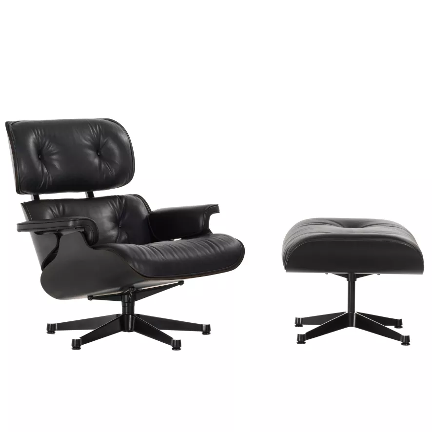 Vitra Eames Lounge Chair Met Ottoman Fauteuil (klassieke Afmetingen) Zwart 1 Vitra Eames Lounge Chair Met Ottoman Fauteuil (klassieke Afmetingen) Zwart