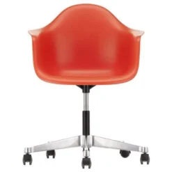 Vitra Eames PACC Stoel, Draaibaar Met Wielen Poppy Red