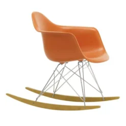 Vitra Eames RAR Schommelstoel Esdoorn Chroom, Rusty Orange