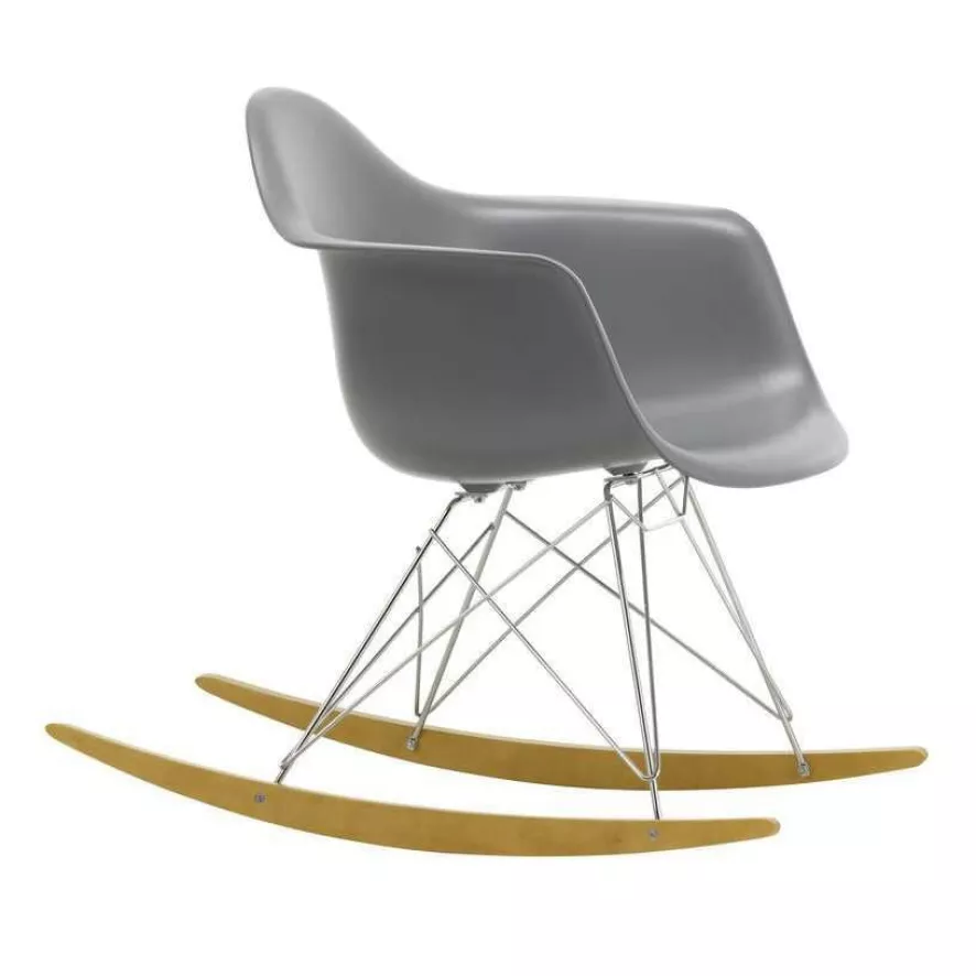Vitra Eames RAR Schommelstoel Esdoorn Chroom, Graniet Grijs 1 Vitra Eames RAR Schommelstoel Esdoorn Chroom, Graniet Grijs