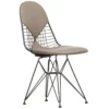 Vitra Eames Wire Chair DKR-2 Stoel Gepoedercoat Onderstel Leer Zandkleurig