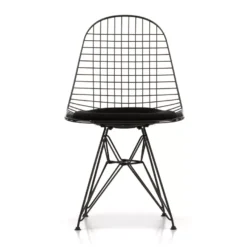 Vitra Eames Wire Chair DKR-5 Stoel Gepoedercoat Onderstel Zwart