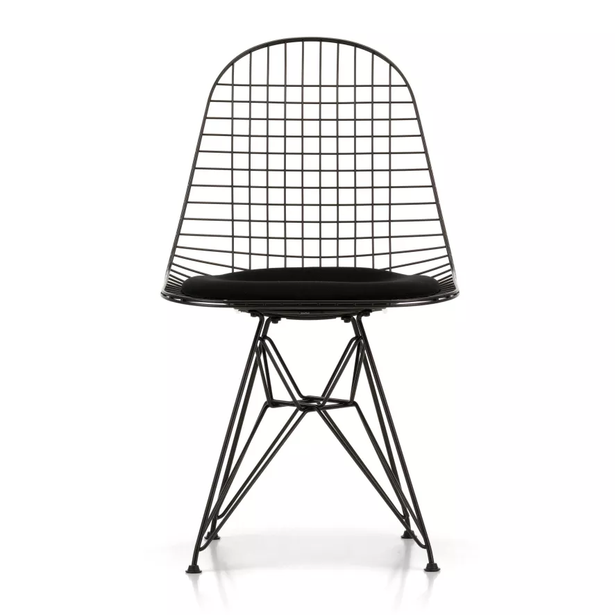 Vitra Eames Wire Chair DKR-5 Stoel Gepoedercoat Onderstel Zwart 1 Vitra Eames Wire Chair DKR-5 Stoel Gepoedercoat Onderstel Zwart